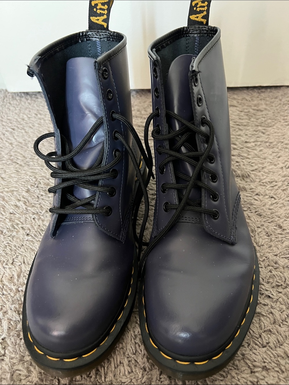 Doc Martens Men's Navy Lace-Up Leather Boots - Classic Workwear Style - Picture 2 of 5